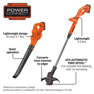 BLACK+DECKER 20V MAX* POWERCONNECT 10 in. 2in1 Cordless String Trimmer/Edger + Sweeper Combo Kit (LCC222)