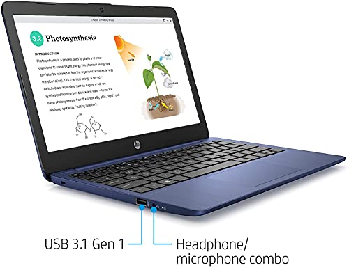 HP Stream 11 Laptop 11.6" Diagonal HD SVA Anti-Glare Display Intel Celeron N4000 Processor 4GB RAM 32GB eMMC USB-C Bluetooth Microsoft 365 for 1 Year Win10 Blue + HDMI Cable