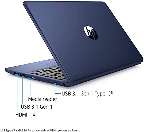 HP Stream 11 Laptop 11.6" Diagonal HD SVA Anti-Glare Display Intel Celeron N4000 Processor 4GB RAM 32GB eMMC USB-C Bluetooth Microsoft 365 for 1 Year Win10 Blue + HDMI Cable