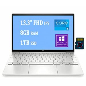 hp premium envy 13 laptop | 13.3inch fhd ips 100% srgb display 11th gen intel 4-core i5-1135g7 (> i7-1065g7) 8gb ddr4 1tb ssd backlit fingerprint b&o usb-c win10 pro silver + 32gb micro sd card