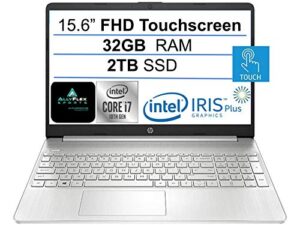 newest hp 15.6″ fhd ips touchscreen laptop,10th gen intel quad-core i7-1065g7 (up to 3.9ghz), iris plus graphics, 32gb ram, 2tb ssd, webcam, hdmi, usb-c, wifi, windows 10 home+ allyflex mouspad