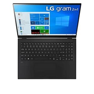 2022 LG Gram 2-in-1 Ultralight Laptop | 16" WQXGA IPS Touch | Intel Core i7-1165G7 | 16GB RAM 512GB NVMe SSD | Iris Xe Graphics | WiFi 6 | Backlit | FPR | Fullday Battery | Windows 10 w/Pen (Renewed)