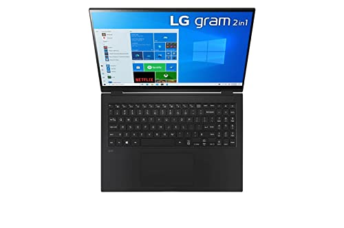 2022 LG Gram 2-in-1 Ultralight Laptop | 16" WQXGA IPS Touch | Intel Core i7-1165G7 | 16GB RAM 512GB NVMe SSD | Iris Xe Graphics | WiFi 6 | Backlit | FPR | Fullday Battery | Windows 10 w/Pen (Renewed)