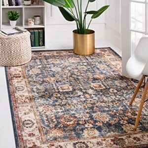 Unique Loom Utopia Collection Traditional Classic Vintage Inspired Area Rug with Warm Hues, 8 x 10 ft, Navy Blue/Beige