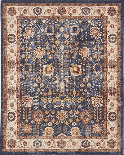 Unique Loom Utopia Collection Traditional Classic Vintage Inspired Area Rug with Warm Hues, 8 x 10 ft, Navy Blue/Beige