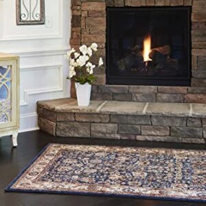 Unique Loom Utopia Collection Traditional Classic Vintage Inspired Area Rug with Warm Hues, 8 x 10 ft, Navy Blue/Beige