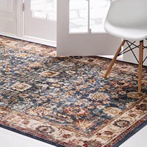 Unique Loom Utopia Collection Traditional Classic Vintage Inspired Area Rug with Warm Hues, 8 x 10 ft, Navy Blue/Beige