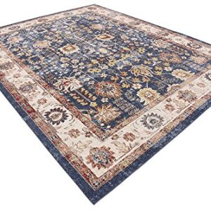 Unique Loom Utopia Collection Traditional Classic Vintage Inspired Area Rug with Warm Hues, 8 x 10 ft, Navy Blue/Beige