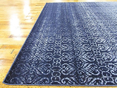 Unique Loom Del Mar Collection Area Rug-Transitional Inspired with Modern Contemporary Design, Rectangular 9' 0" x 12' 2", Blue/Navy Blue