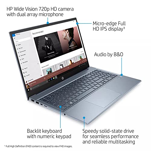 HP High Performance Pavilion 15 15.6" FHD Laptop, 11th Gen Core i7-1165G7, WiFi-6, Backlit Keyboard, USB-C, HDMI, Iris Xe Graphics, 8GB RAM, 512GB PCIe SSD, Win 11