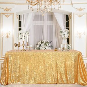 B-COOL Sparkly Drape Tablecloth Gold Tablecloth Sequin Fabric Tablecloth for Ceremony Party Halloween 50x80 Inch