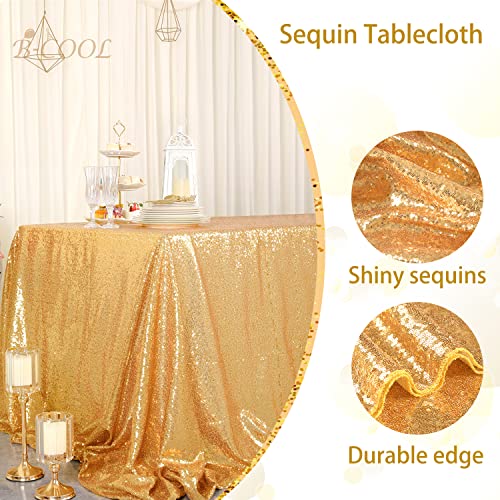 B-COOL Sparkly Drape Tablecloth Gold Tablecloth Sequin Fabric Tablecloth for Ceremony Party Halloween 50x80 Inch