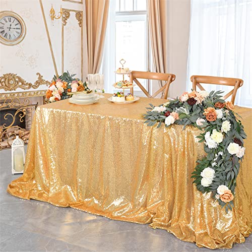 B-COOL Sparkly Drape Tablecloth Gold Tablecloth Sequin Fabric Tablecloth for Ceremony Party Halloween 50x80 Inch