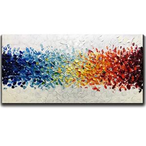 amei art paintings,24x48 inch 3d hand-painted on canvas colorful white background abstract oil paintings contemporary artwork simple modern home wall decor art wood inside framed ready to hang