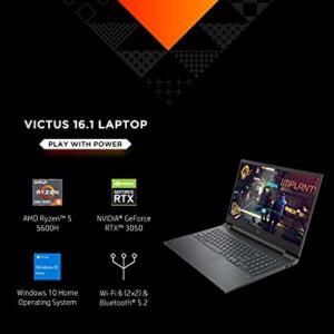 Victus 16 Laptop, NVIDIA GeForce RTX 3050, AMD Ryzen 5 5600H Processor, 8 GB RAM, 512 GB SSD, 16.1” Full HD IPS Display, Windows 10 Home, Backlit Keyboard, OMEN Gaming Hub (16-e0010nr, 2021)