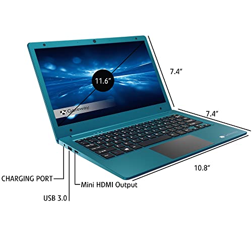 Gateway 11.6" Ultra Slim Notebook Laptop Computer, Blue, Intel Celeron N4020 Processor, 4GB LPDDR4 RAM, 64GB eMMC, Bluetooth, Webcam, Windows 10 S, Office 365 Personal 1-Year, BROAGE 64GB Flash Drive