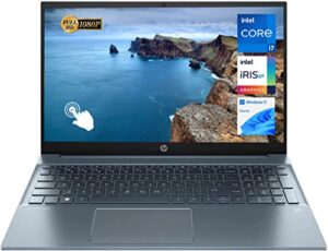 newest hp pavilion laptop, 15.6″ full hd touchscreen, intel core i7-1255u processor, 64gb ram, 2tb ssd, backlit keyboard, wi-fi 6, hdmi, webcam, windows 11 home, blue