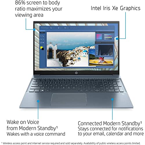 Newest HP Pavilion Laptop, 15.6" Full HD Touchscreen, Intel Core i7-1255U Processor, 64GB RAM, 2TB SSD, Backlit Keyboard, Wi-Fi 6, HDMI, Webcam, Windows 11 Home, Blue