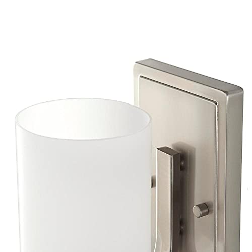 Hampton Bay 1-Light Brushed Nickel Wall Sconce with Frosted Opal Glass Shade. Model # 17678