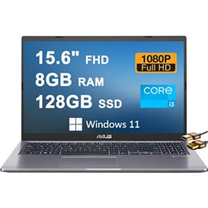 ASUS VivoBook F515 15 Business Laptop 15.6" FHD LED Backlit Anti-Glare Display 11th Generation Intel core i3-1115G4 Processor 8GB RAM 128GB SSD Intel UHD Graphics USB-C Webcam Win11 Gray + HDMI Cable