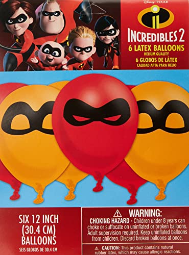 amscan The Incredibles Latex Balloons,12", Assorted Colors, Pack of 6