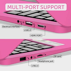 Monitech 10.1” Mini Laptop, 2GB RAM and 32GB SSD Netbook, Small Laptop with USB 3.0, Full HD IPS Display Pink Laptop Computer, Dual Core Lightweight Laptop, Ultra Thin Notebook Computer Windows 10