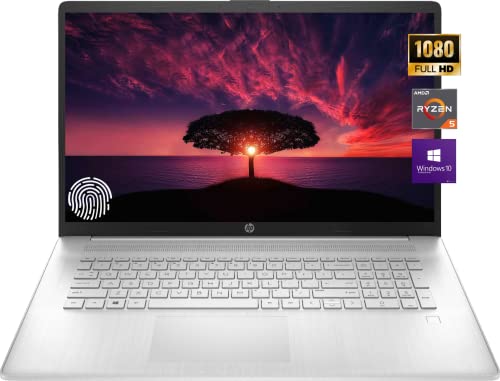 HP 17.3'' FHD IPS Display Business Laptop, AMD Ryzen 5 5500U Processor, Windows 10 Pro, 16GB RAM, 512GB SSD, Wi-Fi, Bluetooth, Webcam, Fingerprint Reader, Long Battery Life, Durlyfish