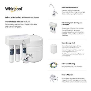 Whirlpool WHER25 Reverse Osmosis (RO) Filtration System With Chrome Faucet | Extra Long Life | Easy To Replace UltraEase Filter Cartridges, White