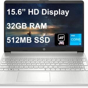 HP Newest Laptop, 15.6" HD Screen, Intel Core i3-1115G4 (up to 4.1 GHz) Processor, 32GB RAM, 512GB SSD, USB-C, HDMI, Windows 11 Home, Silver, JVQ MP