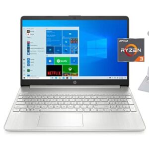 HP 15.6" Diagonal FHD Premium Laptop | AMD Ryzen 3 3250U | HDMI | Windows 10 in S Mode | Silver (4GB RAM | 128GBSSD |Laptop Stand)