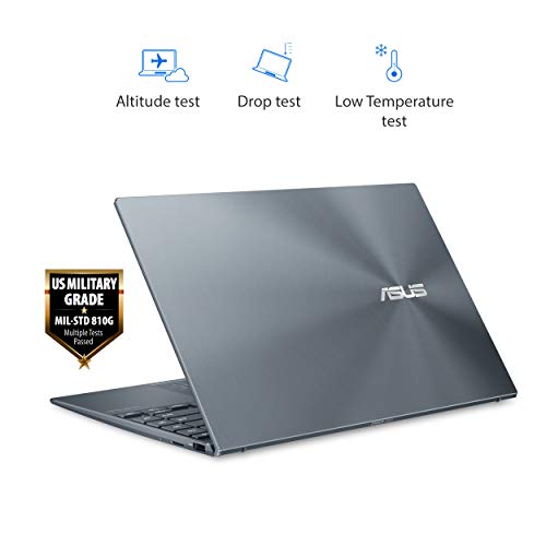 ASUS ZenBook 14 Ultra-Slim Laptop 14” Full HD NanoEdge Bezel Display, AMD Ryzen 5 5500U CPU, Radeon R5 Graphics, 8GB RAM, 512GB PCIe SSD, NumberPad, Windows 10 Home, Pine Grey, UM425UA-ES51