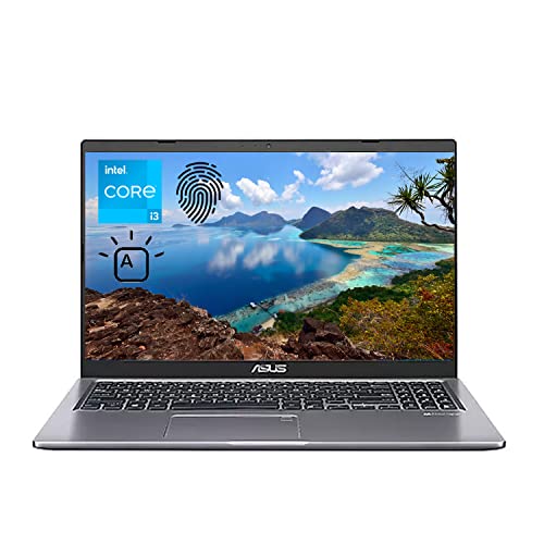 ASUS VivoBook 15 Laptop, 15.6" FHD Screen, Intel Core i3-1115G4, 12GB RAM, 512GB PCIe SSD, HDMI, Backlit Keyboard, Fingerprint Reader, Wi-Fi, Windows 11 Home, Slate Grey