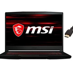 MSI GF63 15.6" FHD Premium Gaming Laptop | Intel 6-Core i5-10500H | 8GB RAM | 256GB SSD | NVIDIA GeForce GTX 1650 Max-Q | Backlit Keyboard | Windows 11 | with HDMI Cable Bundle