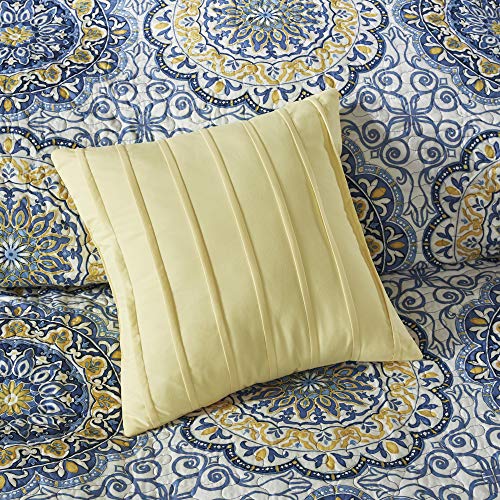 Madison Park Tangiers Quilt Modern Classic Design All Season, Breathable Coverlet Lightweight Bedding Set, Matching Shams, Decorative Pillow, King/Cal King(104"x94"), Circle Blue 6 Piece