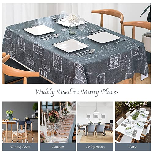 CHRAMACY Vinyl Tablecloth Waterproof - Oil Proof Spill-Proof Heavy Duty Rectangle Plastic Table Cloth - Wipe Clean PVC Table Cover for Halloween Summer Indoor,Outdoor (Black,54" x 78")