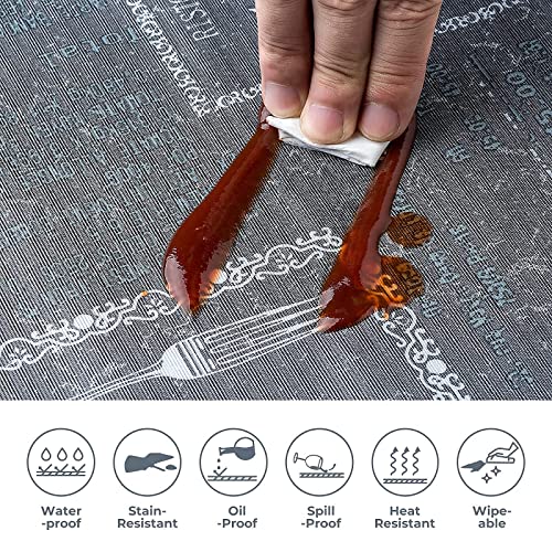 CHRAMACY Vinyl Tablecloth Waterproof - Oil Proof Spill-Proof Heavy Duty Rectangle Plastic Table Cloth - Wipe Clean PVC Table Cover for Halloween Summer Indoor,Outdoor (Black,54" x 78")