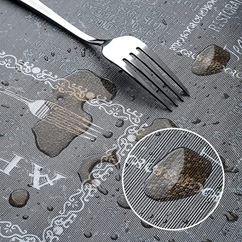 CHRAMACY Vinyl Tablecloth Waterproof - Oil Proof Spill-Proof Heavy Duty Rectangle Plastic Table Cloth - Wipe Clean PVC Table Cover for Halloween Summer Indoor,Outdoor (Black,54" x 78")