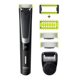 philips norelco oneblade pro kit, hybrid electric trimmer and shaver, qp6510 + oneblade body kit, 3 pieces, black, 1 count