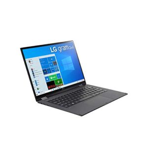 LG Gram 14T90P - 14" WUXGA (1920x1200) 2-in-1 Lightweight Touch Display Laptop, Intel evo with 11th gen Core i7 1165G7 CPU, 16GB RAM, 1TB SSD, 24.5 Hours Battery, Thunderbolt 4, Black - 2021