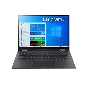 LG Gram 14T90P - 14" WUXGA (1920x1200) 2-in-1 Lightweight Touch Display Laptop, Intel evo with 11th gen Core i7 1165G7 CPU, 16GB RAM, 1TB SSD, 24.5 Hours Battery, Thunderbolt 4, Black - 2021