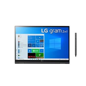 LG Gram 14T90P - 14" WUXGA (1920x1200) 2-in-1 Lightweight Touch Display Laptop, Intel evo with 11th gen Core i7 1165G7 CPU, 16GB RAM, 1TB SSD, 24.5 Hours Battery, Thunderbolt 4, Black - 2021