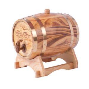 1.5l oak aging barrels whiskey barrel dispenser home wine bucket whiskey barrel for wine, spirits, beer, and liquor light yellow (with baked oak chips)