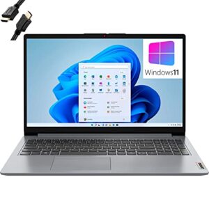 Lenovo Newest IdeaPad 1 15 15.6" Laptop Computer, AMD Athlon Silver 3050U Processor, 12GB DDR4 RAM, 128GB eMMC + 512GB SSD, WiFi 6, Bluetooth 5.0, Type-C, Cloud Grey, Windows 11 S, iPuzzl HDMI Cable