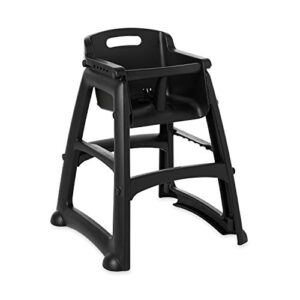 rubbermaid commercial products sturdy high-chair, up to 33lb weight, unassembled, stackable, black, fits under table for child/baby/toddler