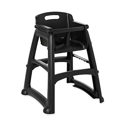 Rubbermaid Commercial Products Sturdy High-Chair, Up to 33lb Weight, Unassembled, Stackable, Black, Fits Under Table for Child/Baby/Toddler