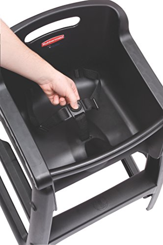 Rubbermaid Commercial Products Sturdy High-Chair, Up to 33lb Weight, Unassembled, Stackable, Black, Fits Under Table for Child/Baby/Toddler