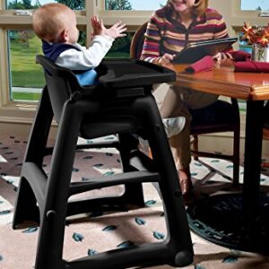 Rubbermaid Commercial Products Sturdy High-Chair, Up to 33lb Weight, Unassembled, Stackable, Black, Fits Under Table for Child/Baby/Toddler