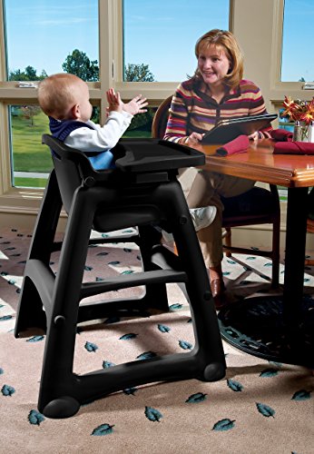 Rubbermaid Commercial Products Sturdy High-Chair, Up to 33lb Weight, Unassembled, Stackable, Black, Fits Under Table for Child/Baby/Toddler