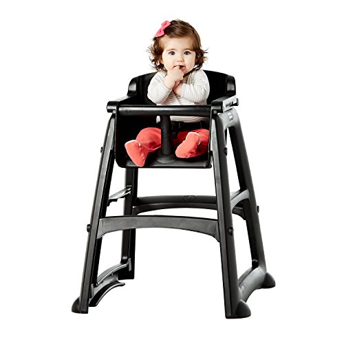 Rubbermaid Commercial Products Sturdy High-Chair, Up to 33lb Weight, Unassembled, Stackable, Black, Fits Under Table for Child/Baby/Toddler