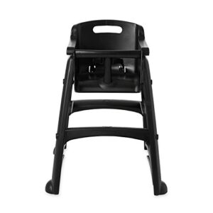 Rubbermaid Commercial Products Sturdy High-Chair, Up to 33lb Weight, Unassembled, Stackable, Black, Fits Under Table for Child/Baby/Toddler